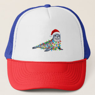 Casquette Phoque de fête recouvert de lumières de Noël