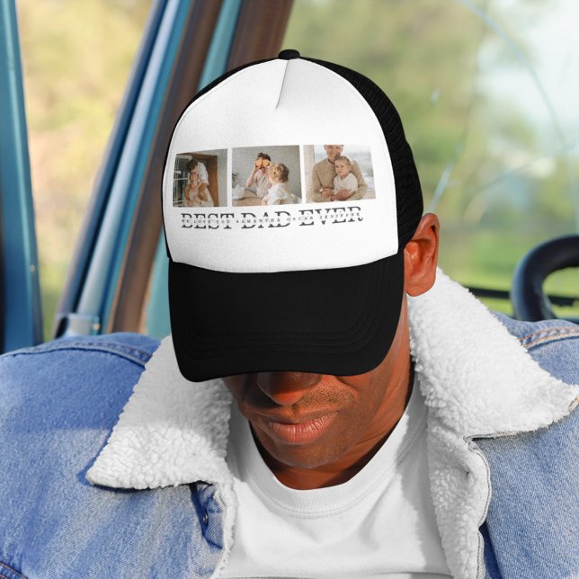 Casquette Photo Collage moderne & Gris Meilleur Papa Jamais  (Créateur téléchargé)