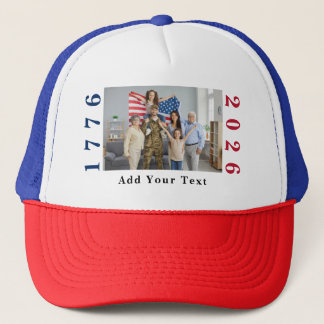 Casquette Photo et Texte Personnalisés 1776 2026 Patriotique