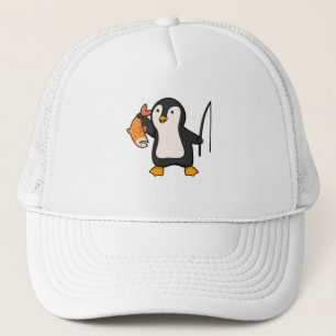 Casquette Pingouin comme pêcheur avec poisson