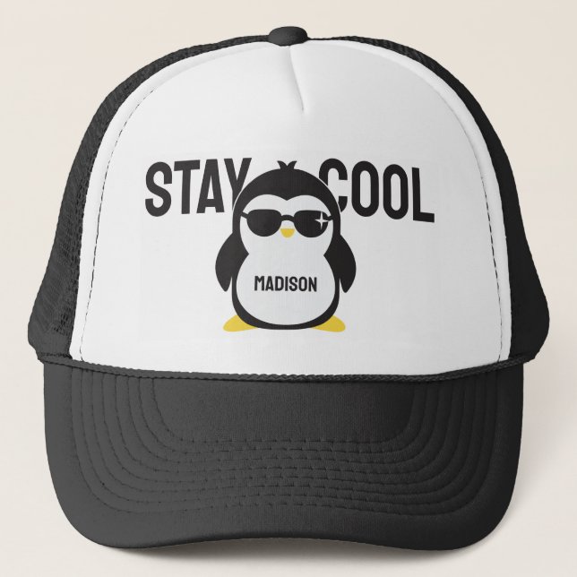 Casquette Pingouin cool de nom personnalisé (Devant)