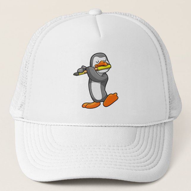 Casquette Pingouin en musique avec Flûte (Devant)