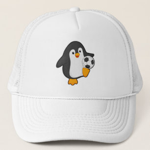 Casquette Pingouin joueur de football avec balle de football