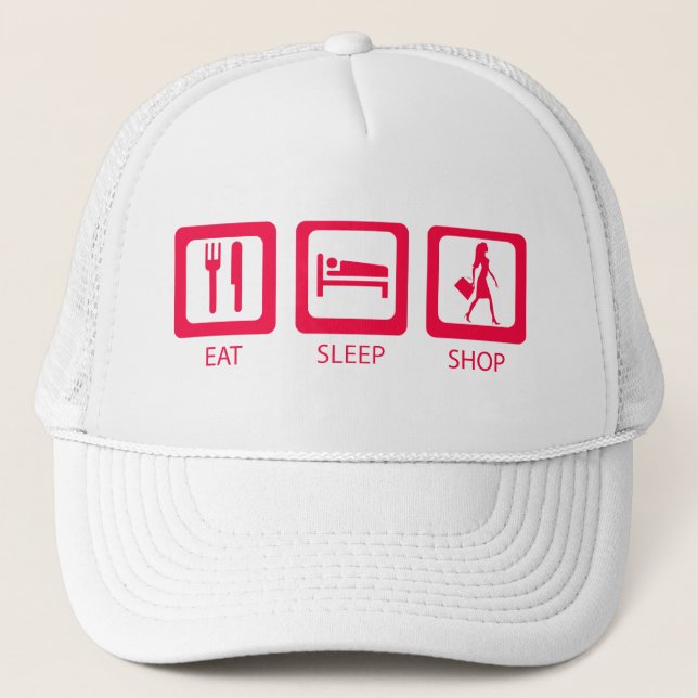 Casquette Pink Funny Shopaholic Eat Sleep Shop Award (Devant)