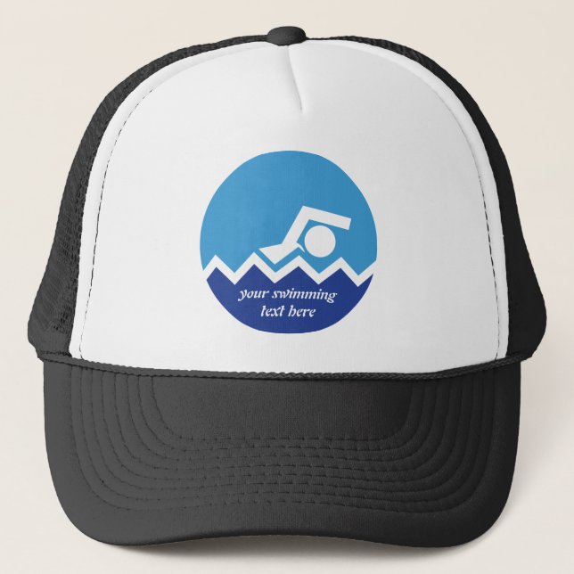 Casquette Pismming venin, swimmer on blue circle custom (Devant)