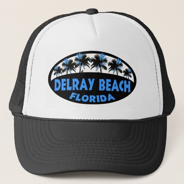 Casquette Plage de Delray Palmiers noirs bleus de Floride (Devant)