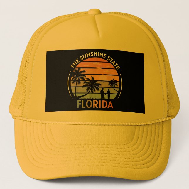Casquette Plage d'été de Floride coucher de soleil Vintage (Devant)