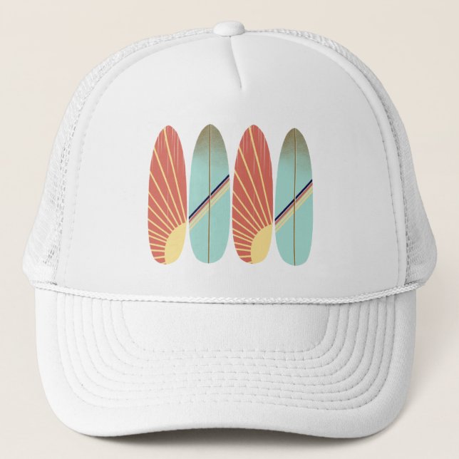 Casquette Planche de surf rouge et bleu rétro cool (Devant)