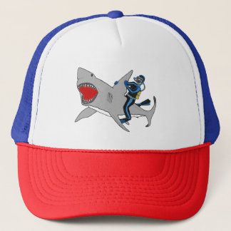 Casquette Plongée plongée plongée avec un grand requin blanc