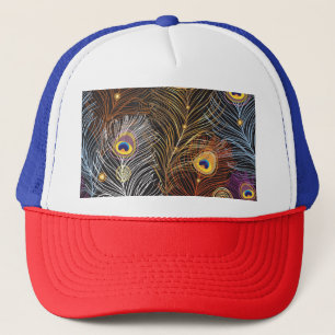 Casquette Plumes de paon doré : motif foncé.