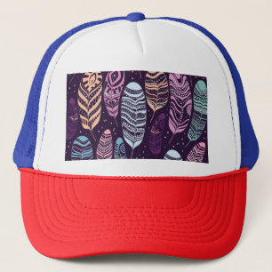 Casquette Plumes ethniques : motif noir et blanc