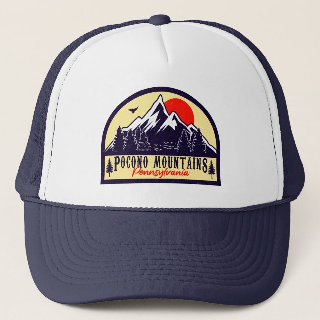 Casquette Pocono Mountains PA Retro Sunset Souvenirs Cadeau (Devant)