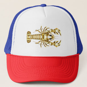 Casquette Poisson à langouste polygonale dorée sur noir