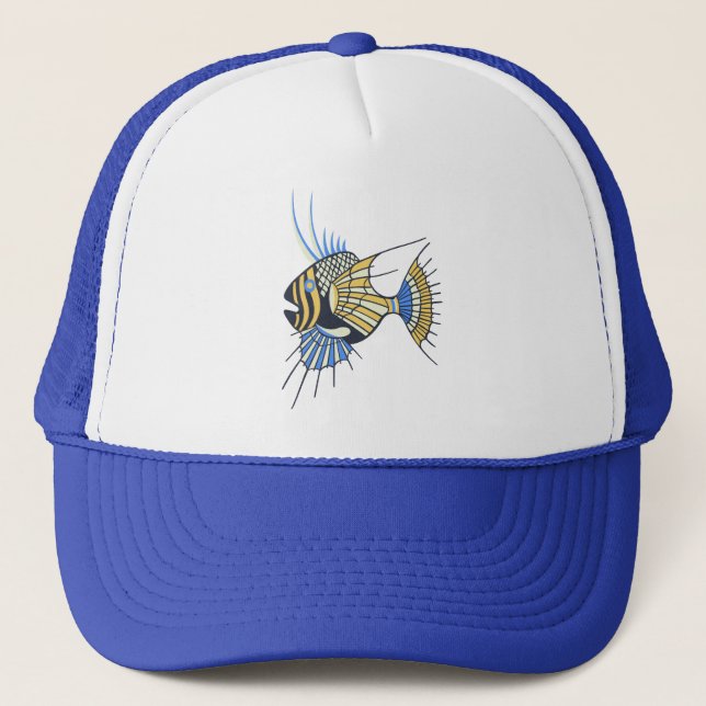 Casquette Poisson aquatique bleu tropical jaune (Devant)
