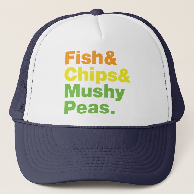 Casquette Poissons & Chips & Pois Musqués. (Devant)