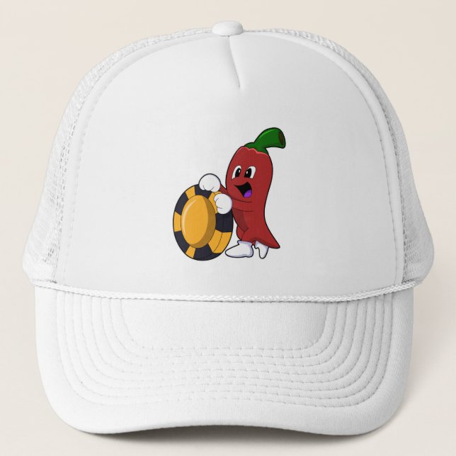 Casquette Poivre au Poker avec des jetons de Poker (Devant)