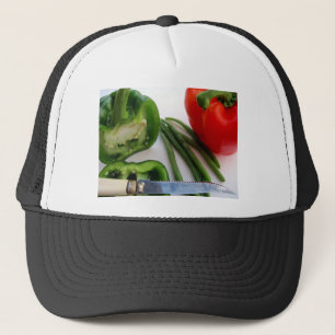Casquette Poivrons verts et rouges avec haricots