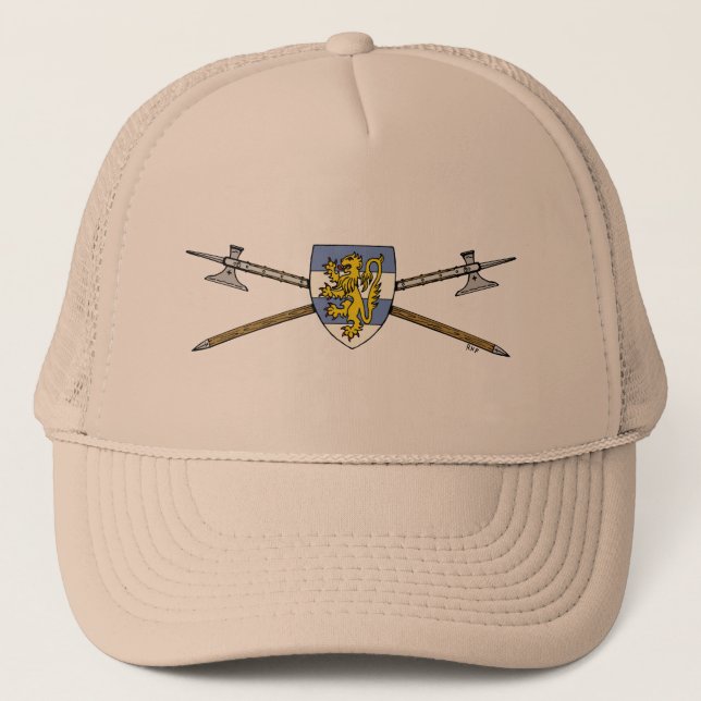 Casquette Poléax médiévaux et bouclier (Devant)