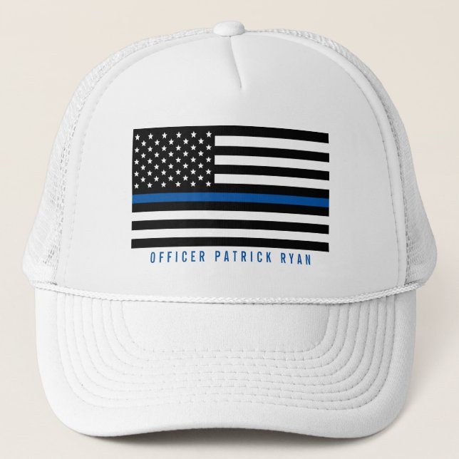 Casquette Police Mince Blue Line American Flag Ajouter un no (Devant)