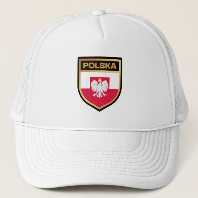 Casquette Polska / Pologne Drapeau Bouclier & Emblème (Devant)