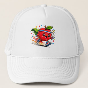 Casquette Pomme Rouge Super Mascotte de Fitness en Dessin An