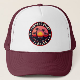 Casquette Pompano Beach Floride Retro Sunset Souvenir 80s