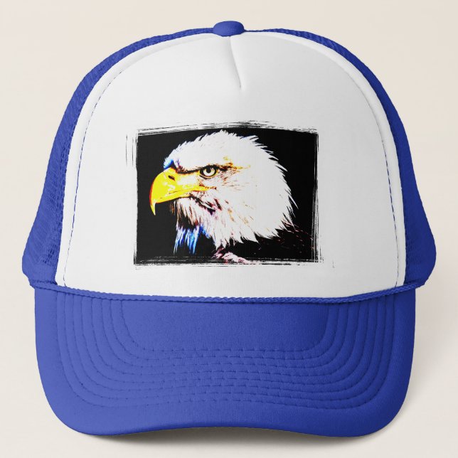 Casquette Pop D'Aigle Bleu Et Blanc Art Moderne Élégant (Devant)