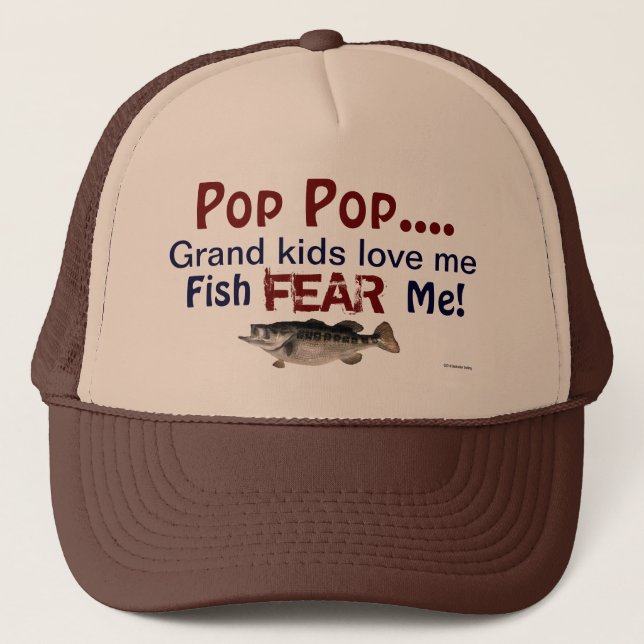 Casquette Pop Pop...Grand Kids Love Me Fish Fear Me Casquett (Devant)