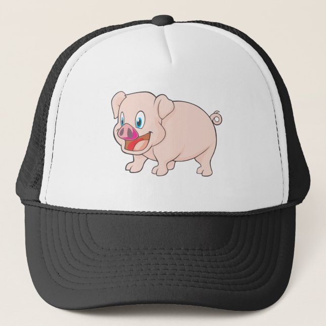Casquette Porc rose heureux mignon de porc (Devant)