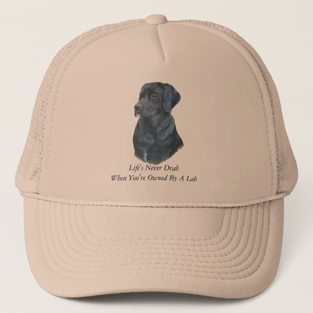 Casquette portrait de chien noir labrador art avec slogan am (Devant)