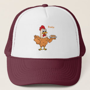 Casquette Poulet avec oeufs sur plaque de dessin animé