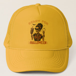 Casquette Prêt pour Halloween Café Squelette et Chauves-sour