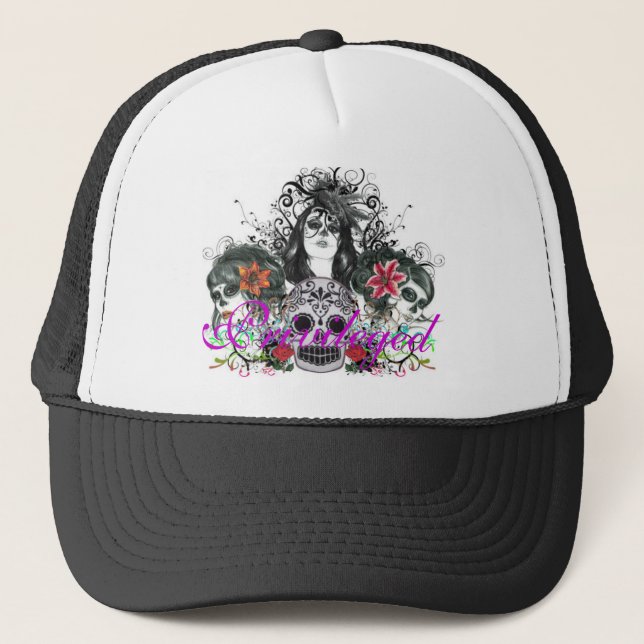 Casquette privilégié de Dia De Los Muertos Trucker (Devant)