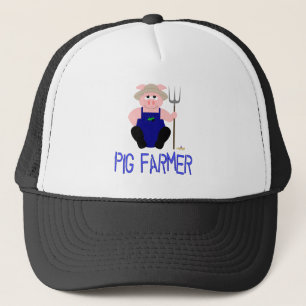 Casquette Producteur de porc rose Cochon bleu Fermier