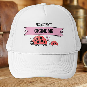 Casquette Promue au rang de mamies coccinelles blanc rose