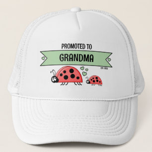 Casquette Promue aux dames coccinelles grand-mère blanc vert