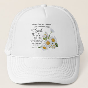Casquette Psaume 63:1 Écriture Bible Chamomile Fleurs