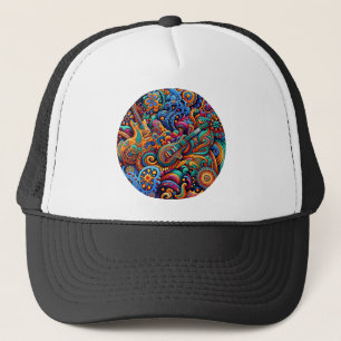 Casquette Psychédélique Batik Guitare Art-Colorful Musique R