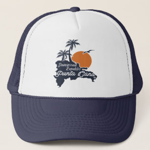 Casquette Punta Cana Carte Dominicaine Marine Retro Sunset