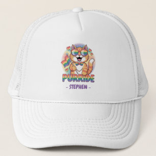 Casquette Purride - Chat orange avec drapeau LGBTQ Pride