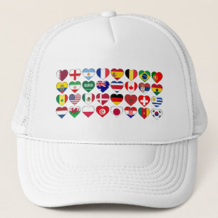 Casquette Qatar Tournoi 32 Pays Drapeaux Coeurs