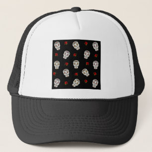 Casquette RAB Rockabilly Sugar Skulls Roses sur fond noir