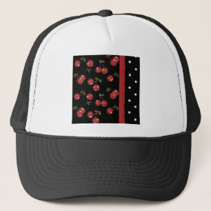 Casquette RAB Rockabilly très cerise cerises Noir
