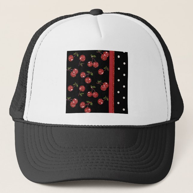 Casquette RAB Rockabilly très cerise cerises Noir (Devant)