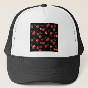 Casquette RAB Rockabilly très cerise cerises sur noir