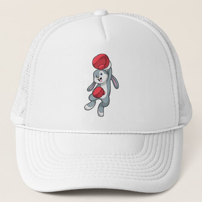 Casquette Rabbit à la boxe avec gants de boxe (Devant)