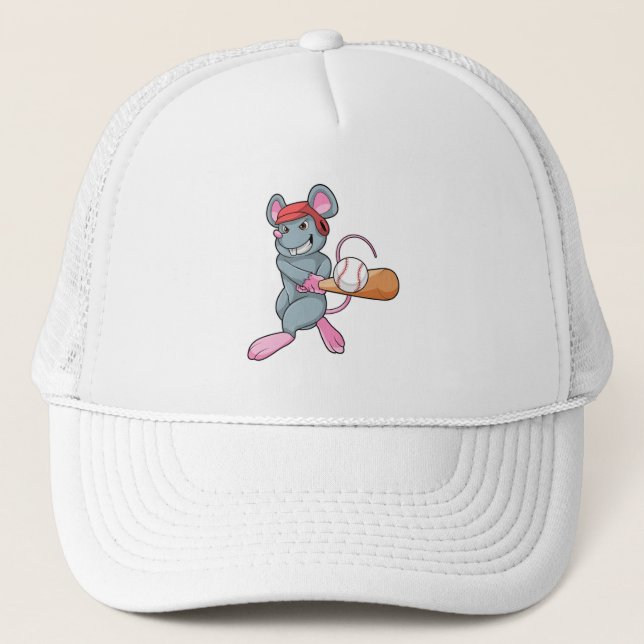 Casquette Rat au baseball avec batte et casque de baseball (Devant)