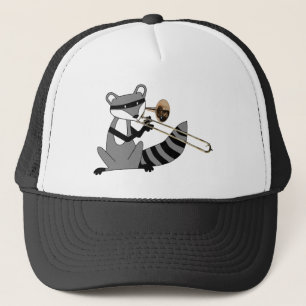 Casquette Raton laveur jouant le trombone