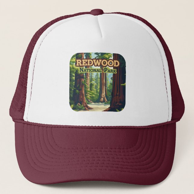 Casquette Redwood National Park California Tree Retro (Devant)
