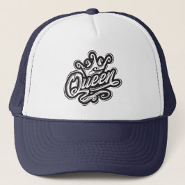 Casquette Reine avec couronne, conception de la typographie